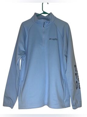 Columbia Light Blue PFG Terminal Fleece 1/4 Zip Pullover Sz L